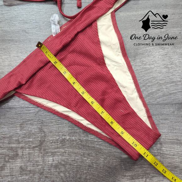 Zaful High Cut Ribbed Strappy Back Bikini Swimsuit Size 6 - Picture 3 of 4